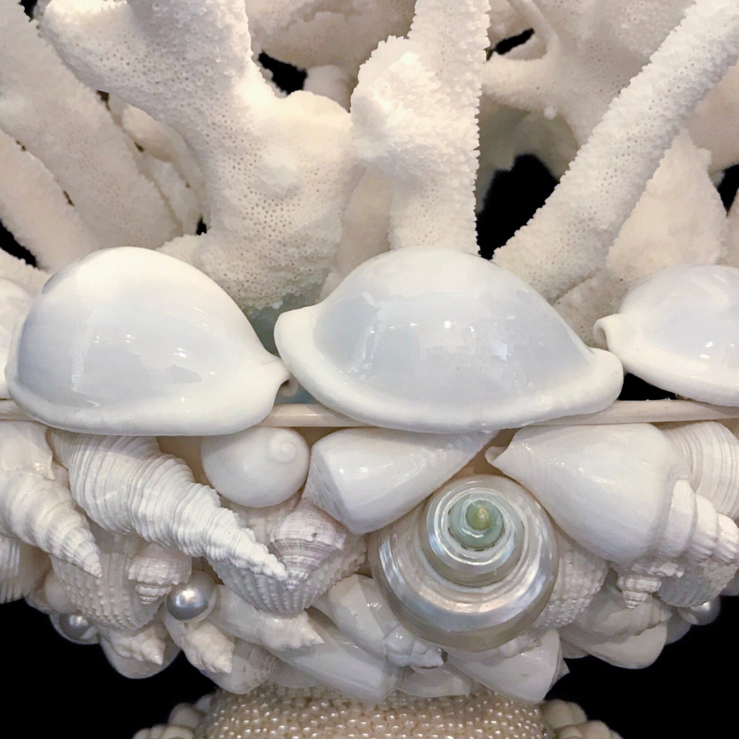 Isabella Adams Stag Horn Coral Centerpiece Featuring Swarovski © Crystals and Natural Seashells