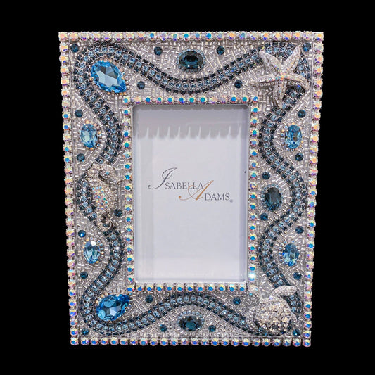 Isabella Adams 5 X 7 Aquamarine Crystal Sea Life Picture Frame