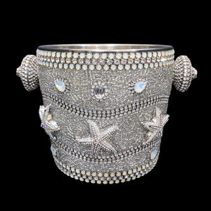 Isabella Adams Champagne Ice Bucket - Clear & White Opal Crystal & Starfish