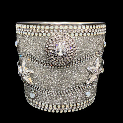 Isabella Adams Champagne Ice Bucket - Clear & White Opal Crystal & Starfish
