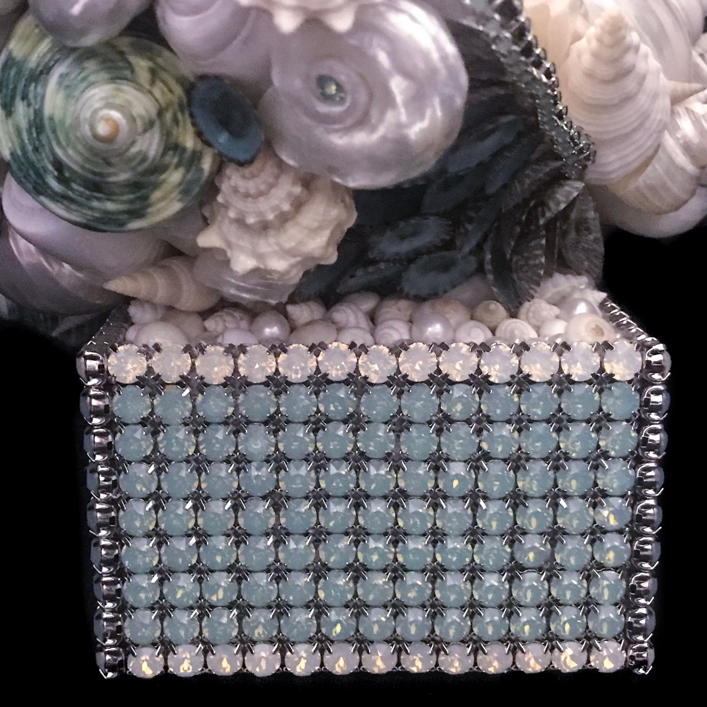 Isabella Adams Clam Shell Centerpiece Featuring Pacific Opal Premium Crystal & Natural Sea Life