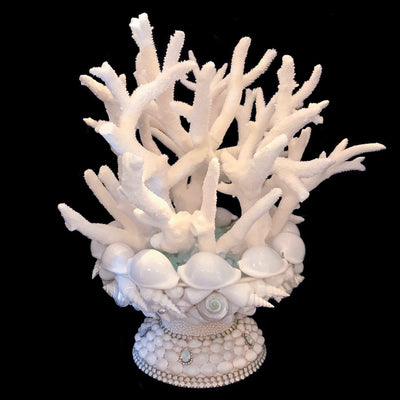 Isabella Adams Stag Horn Coral Centerpiece Featuring Swarovski © Crystals and Natural Seashells