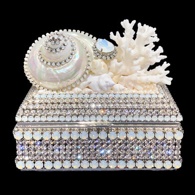 Isabella Adams White Opal Sea Shell Keepsake Box