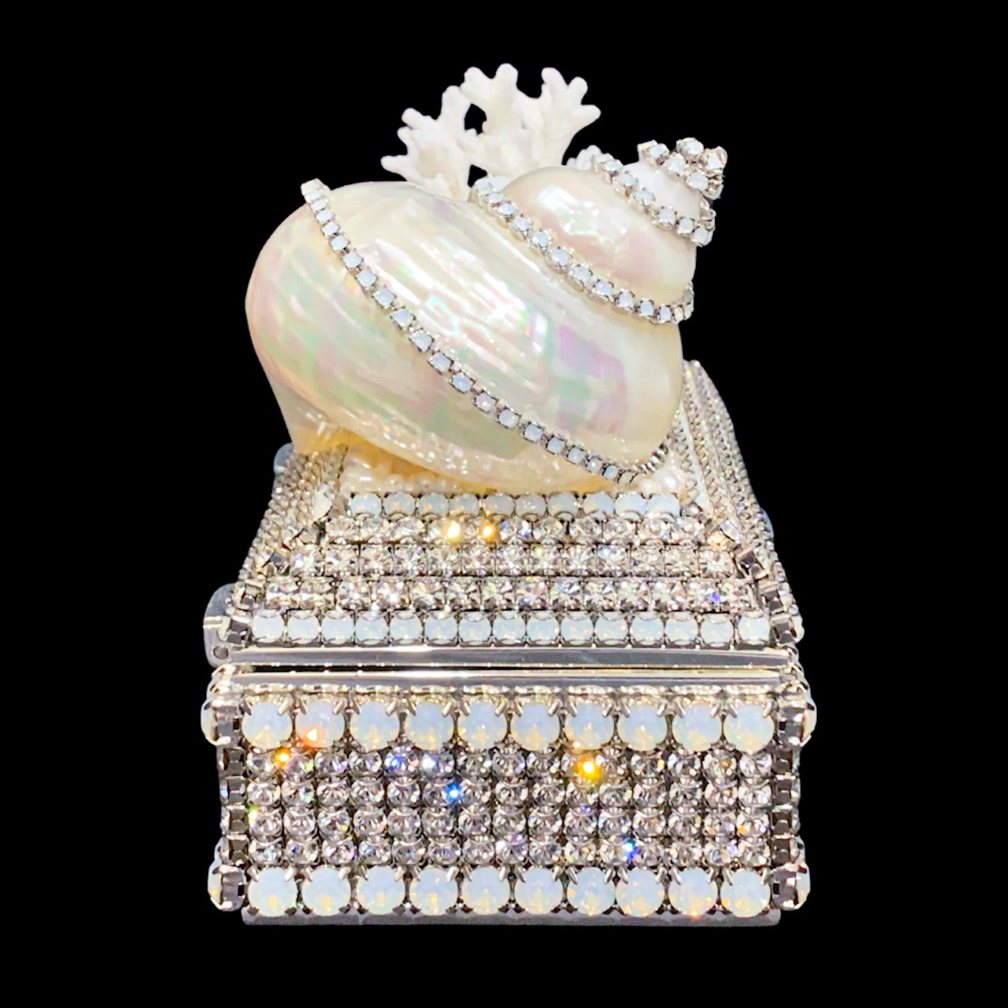 Isabella Adams White Opal Sea Shell Keepsake Box